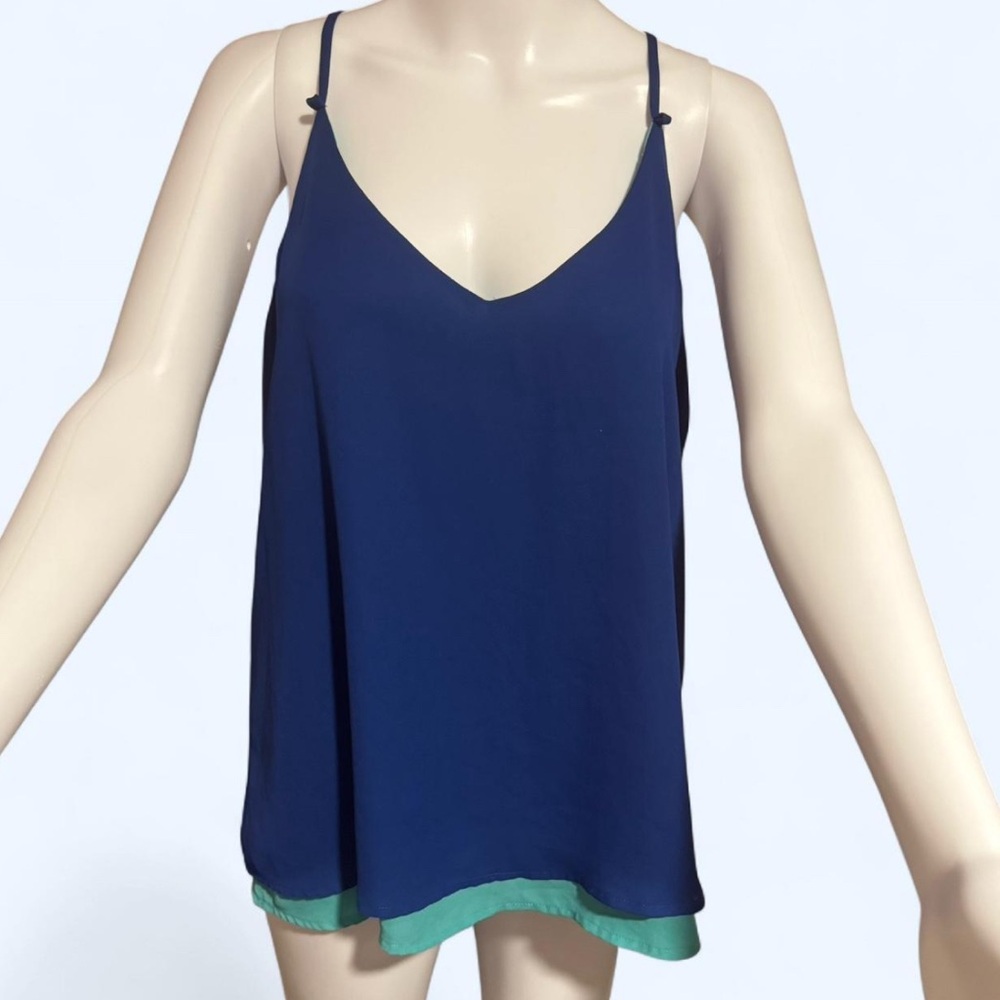 Bebe Blue and Green Sleeveless Top